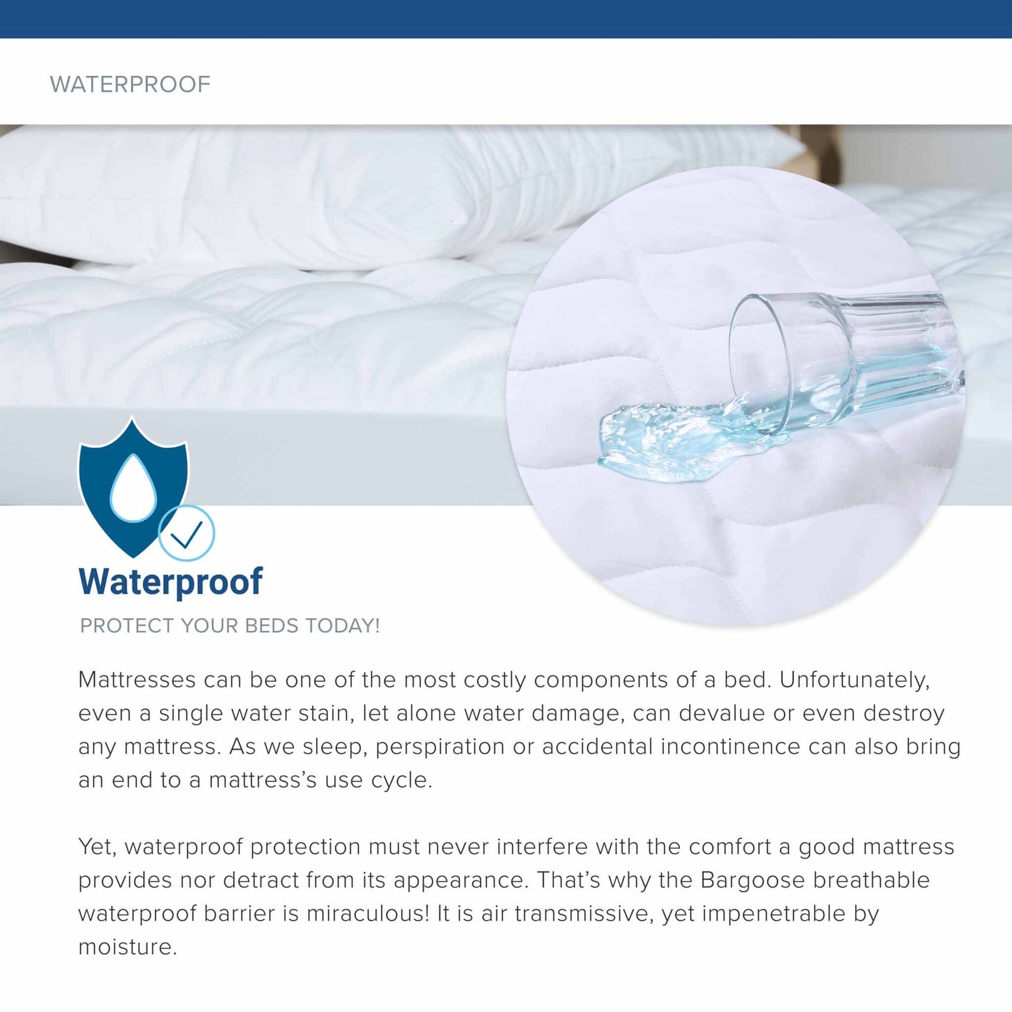 Deluxe Quilted Mattress Pad - Waterproof