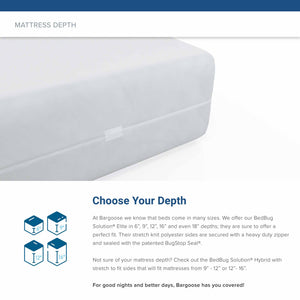Bedbug Solution™ Bed Bug Proof Mattress Encasing Come In Several Different Depts to Fit Any Mattress