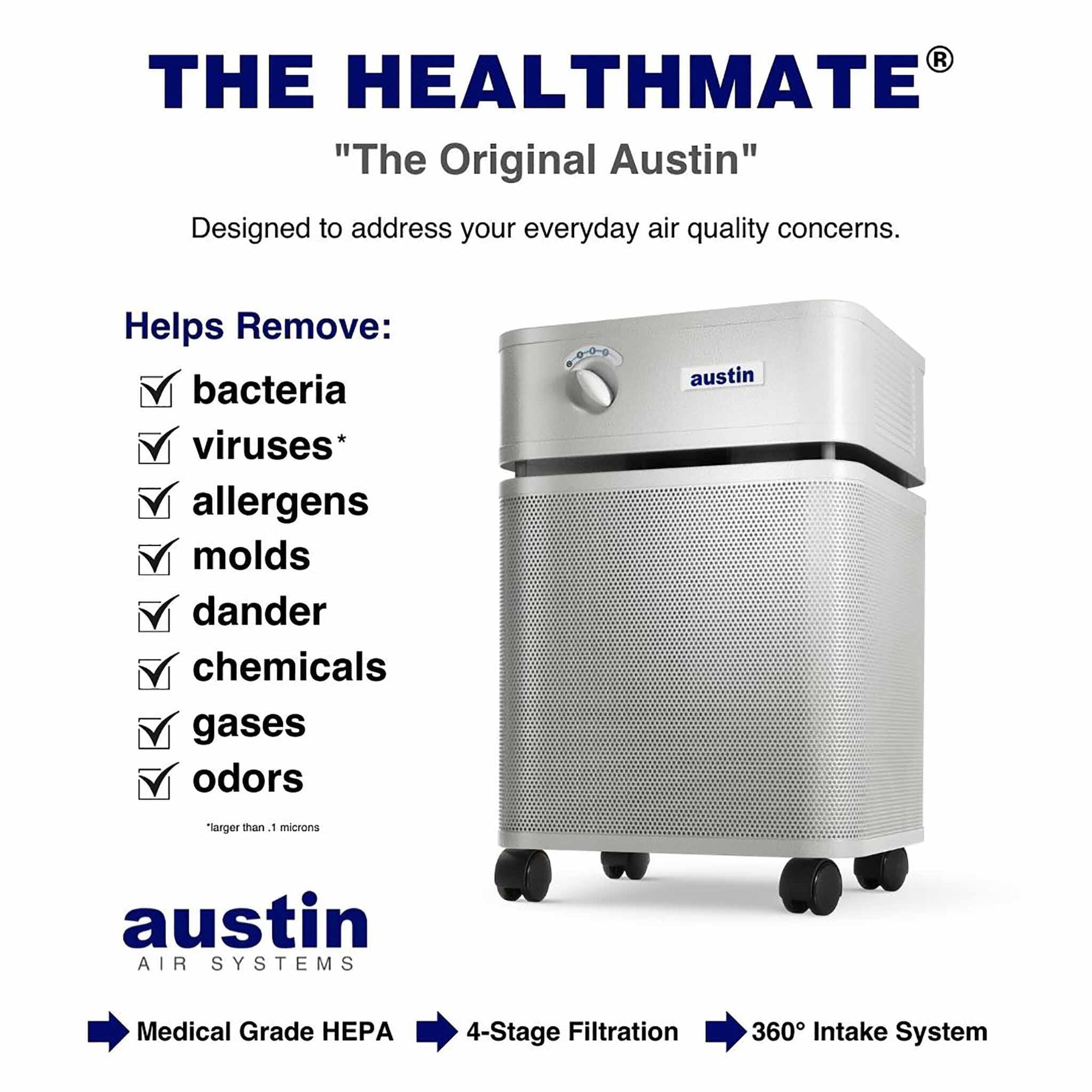 The Austin Air HealthMate HM400 Air Cleaner set the standard for all other HEPA air cleaners.