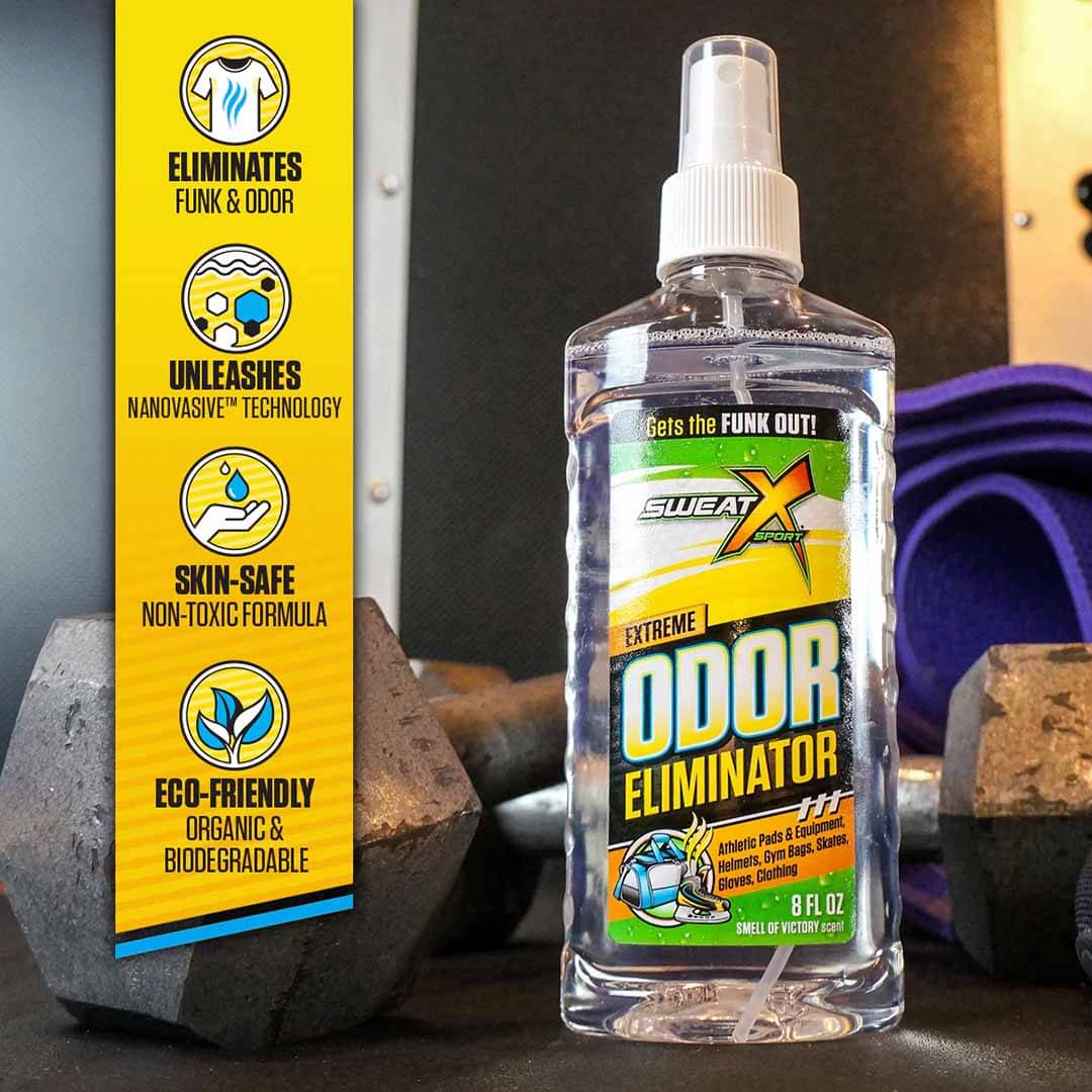 Sweat X Odor spray doesn’t just neutralize or mask odors – it actually neutralizes odors by exfoliating the bacteria from your gear that causes the lingering smells.