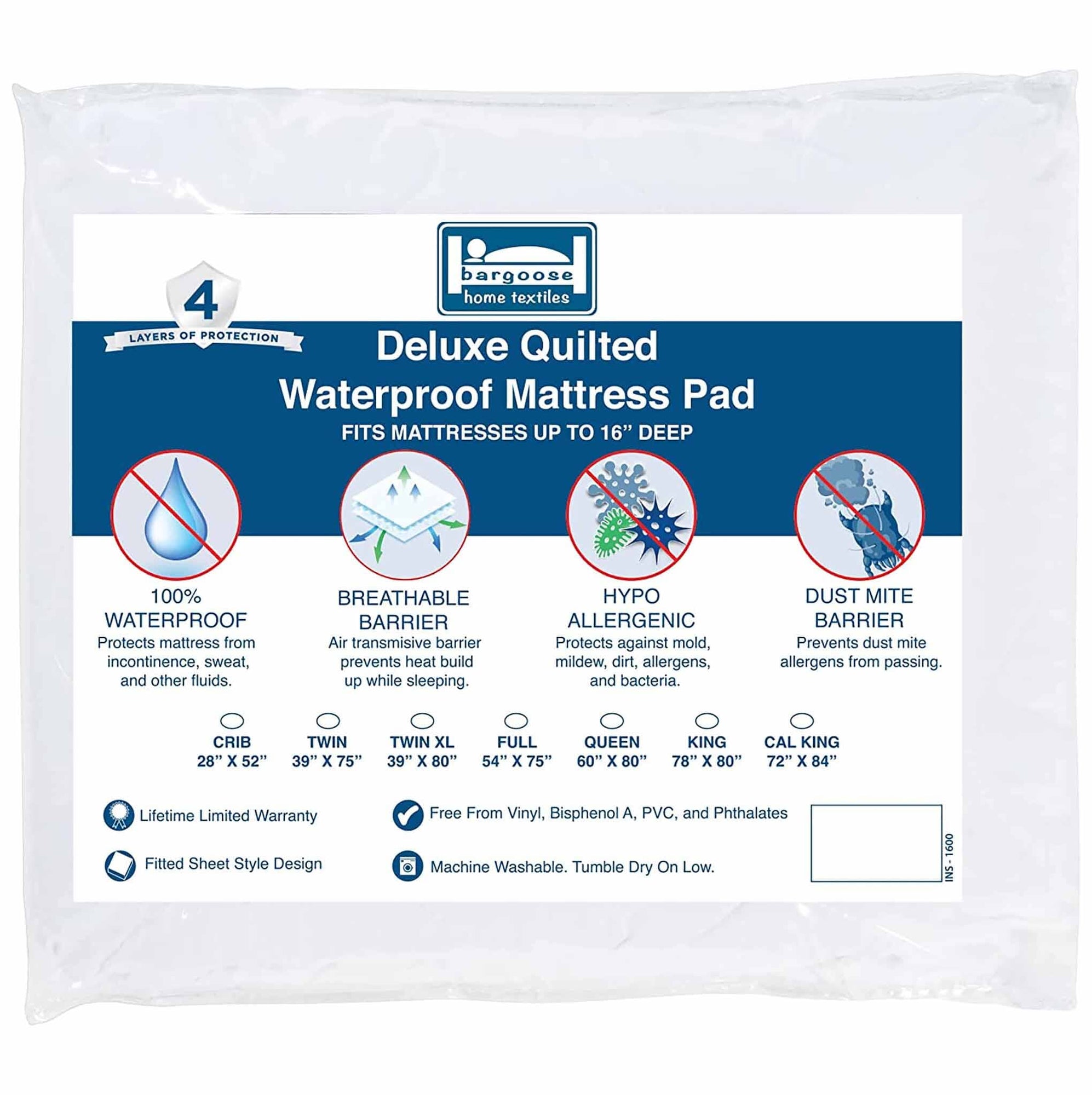 Deluxe Waterproof Mattress Pads - Main Image