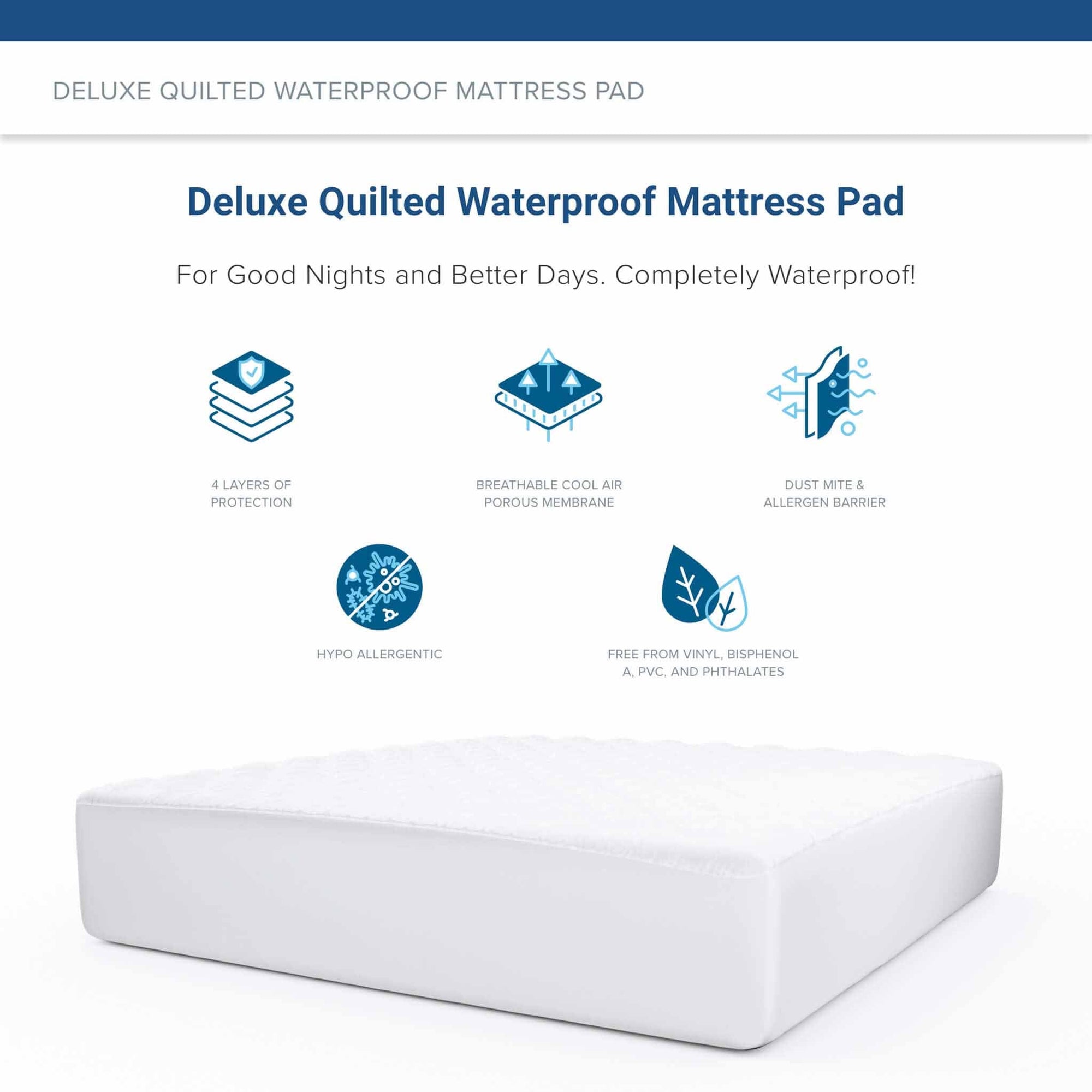 Deluxe Quilted waterproof mattress pads - For a Goods Night Sleep