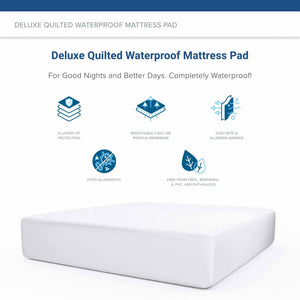 Deluxe Quilted waterproof mattress pads - For a Goods Night Sleep