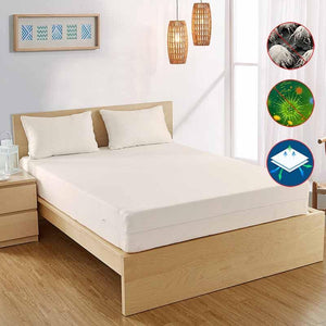AllergyCare Organic Cotton mattress cover protects your mattress from dust mites and other allergens.