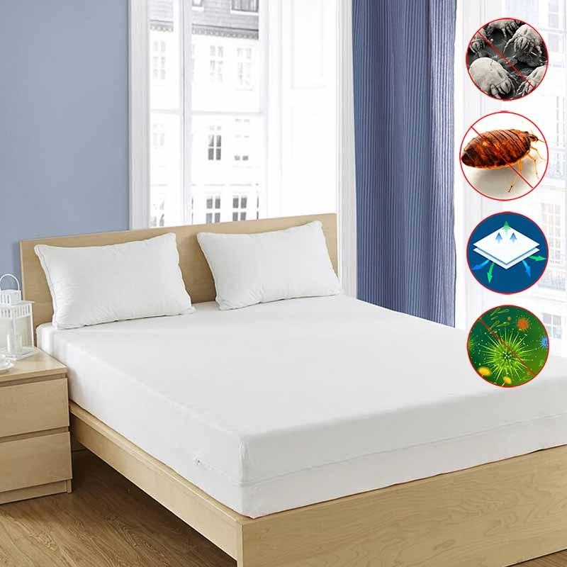 Linenspa Five Sided Waterproof Mattress Protector, Color: White