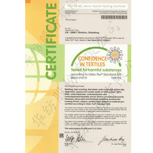 Organic Cotton Sheets Set - Certificate - Oeko