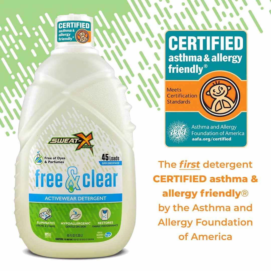 Sweat X Sport Free and Clear Laundry Detergent-Certified Asthma & Allergy Friendly