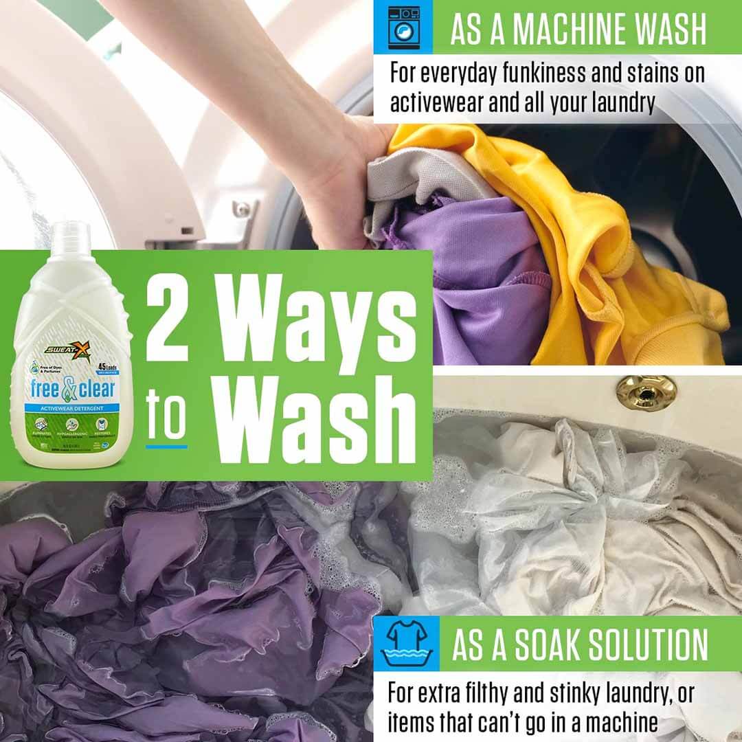 Sweat X Sport Free and Clear Laundry Detergent- 2 Ways to Wash