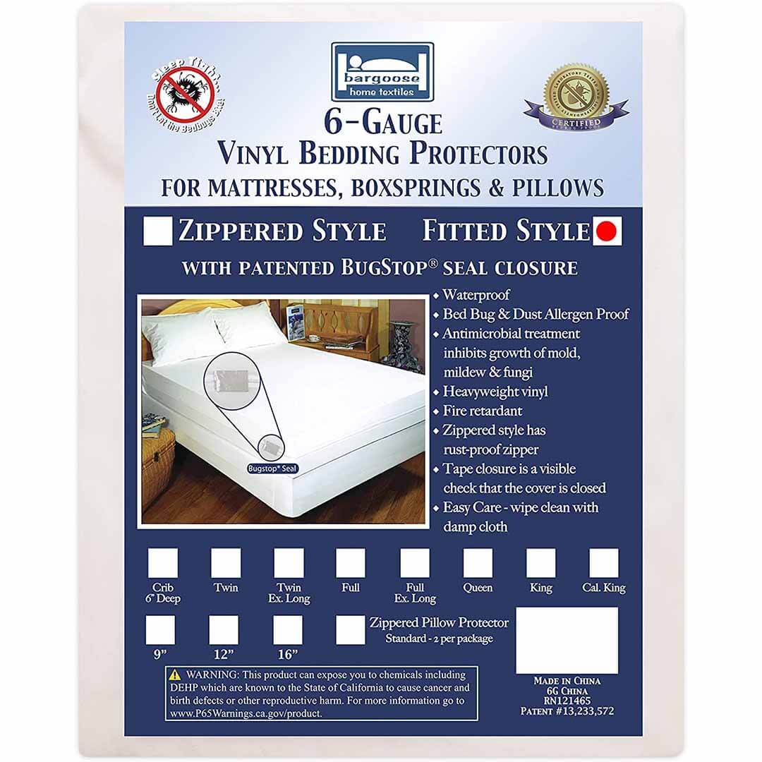 The Allergy Store Vinyl Fitted Mattress Cover, 6 Gauge, 16 Deep, Cal King, White